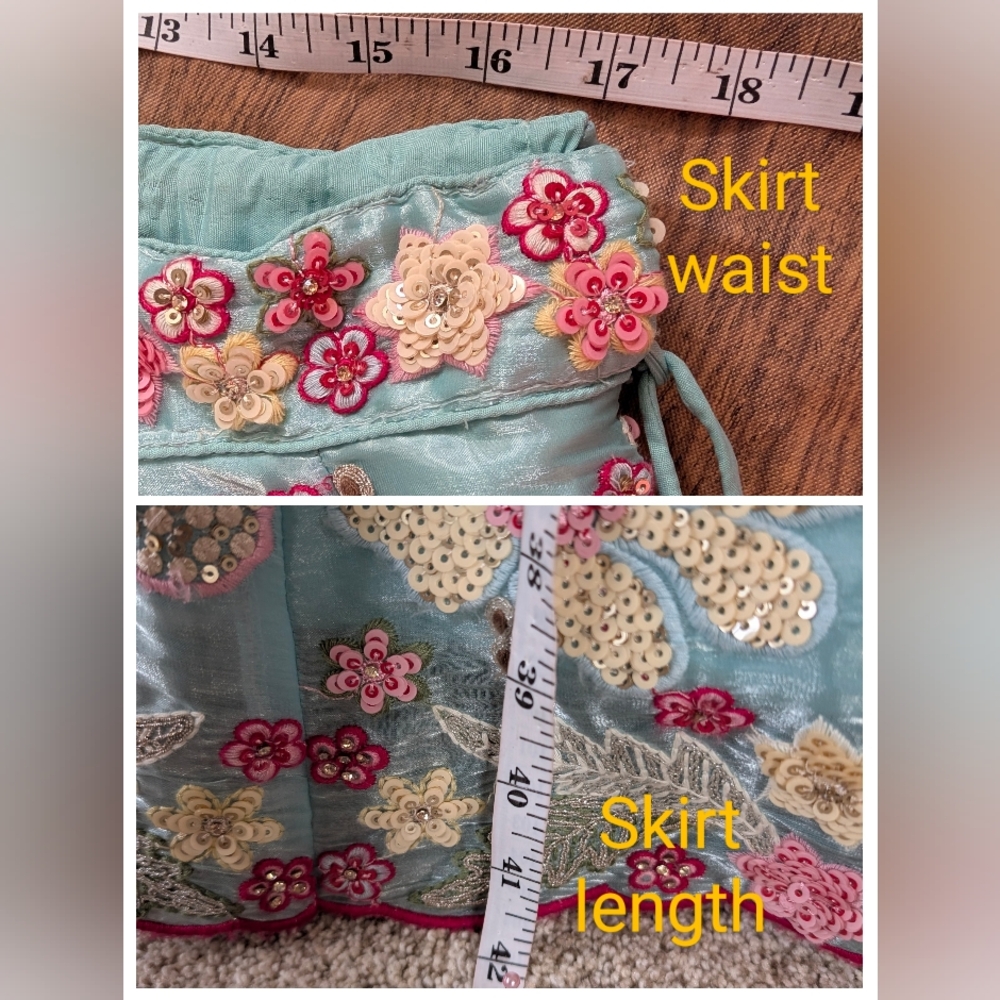 Beautiful Indian wedding embroidered floral | Pastel Blue color Lehenga choli - Picture 9 of 15